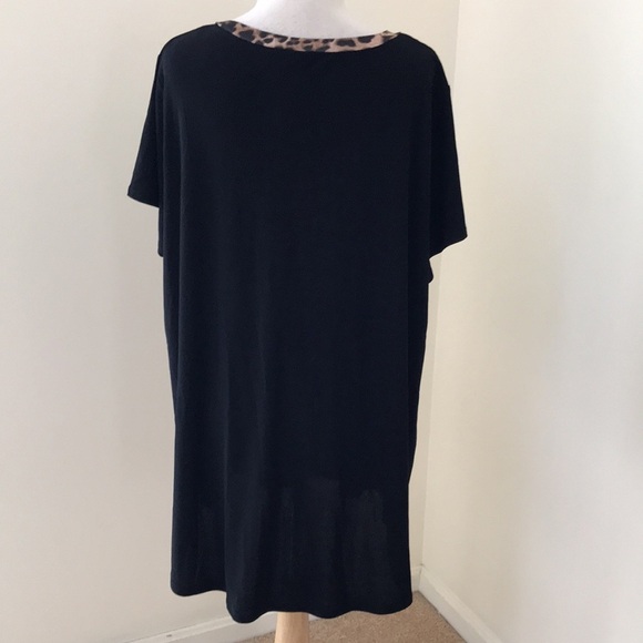 New! Love Scarlett SZ 2X black with cheetah print knit shirt sleeve top. - Picture 3 of 9